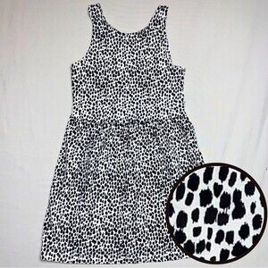 White Black Leopard Fit & Flare Dress Girls 6-7 Summer Sun Dress Old Navy